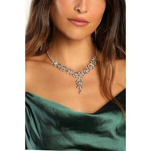 Lulus Made To Adore Gold Floral Rhinestone Drop Necklace